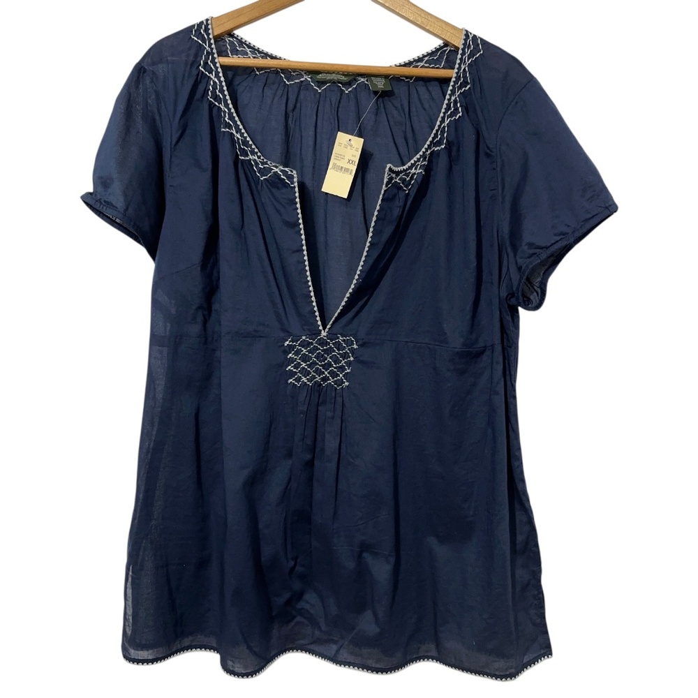 NWT Eddie Bauer Womens Embroidered "Lawn Tunic" Sz XXL Lightweight Spring Casual